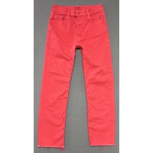 Mother Tomcat Ankle Fray Play Date Jeans Sz 27 (26x26) Coral Beachy Luxury Denim